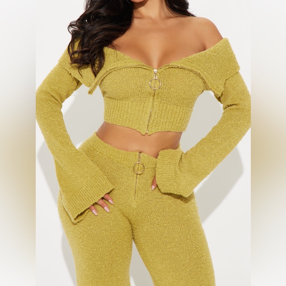 Fashion Nova Mustard Knit Fabric Set